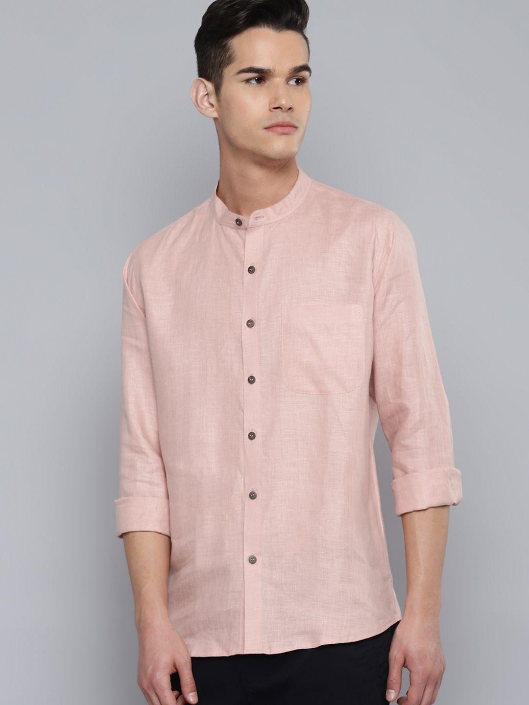 dennison men pink pure hemp sustainable slim fit casual shirt