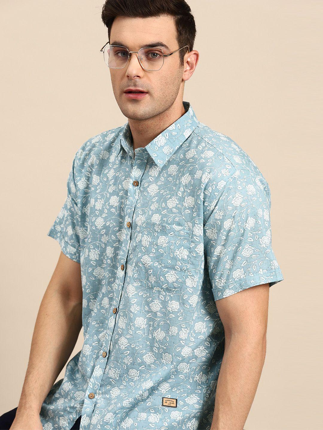 dennison men smart floral printed casual shirt