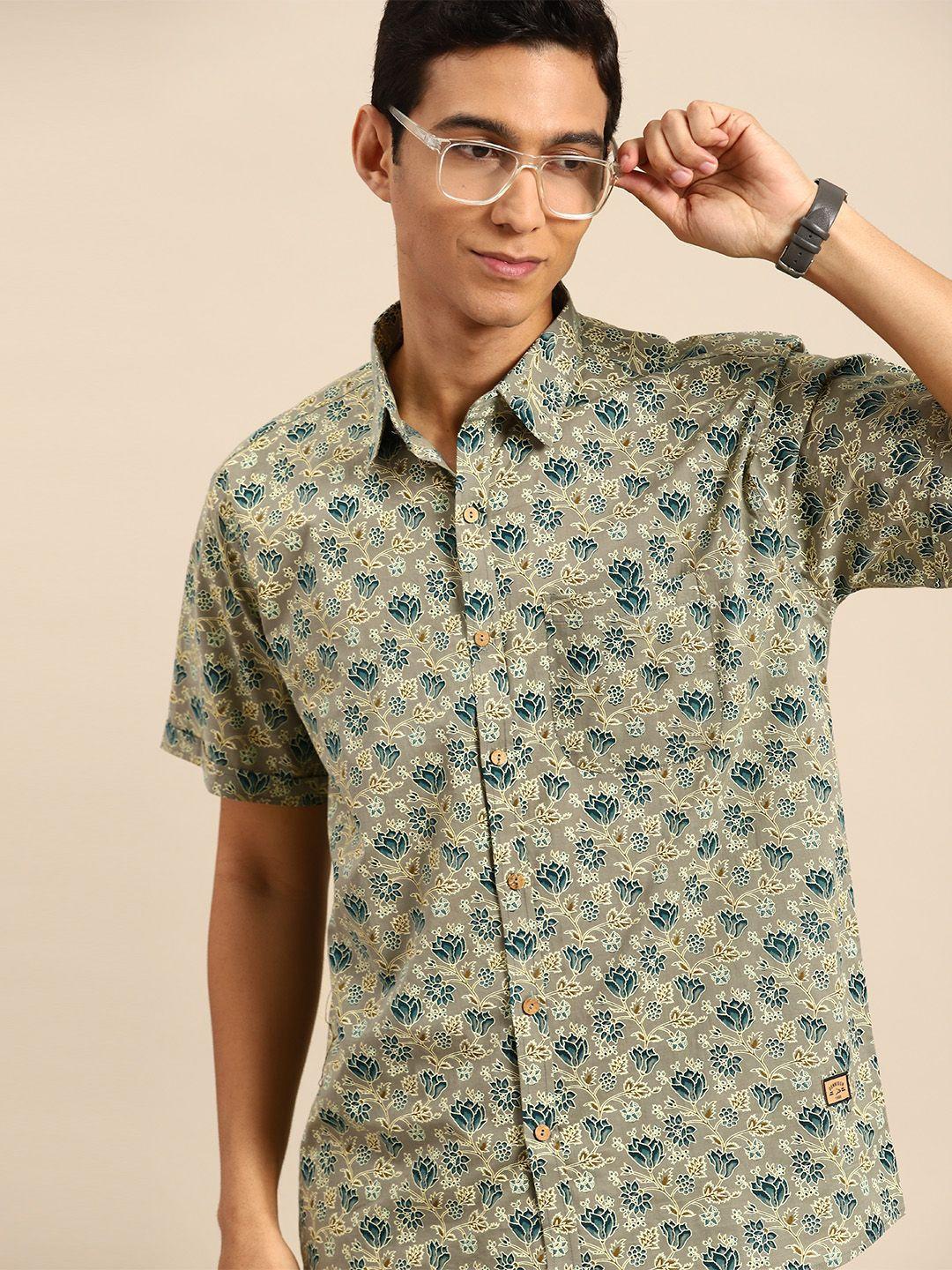 dennison men smart floral printed casual shirt