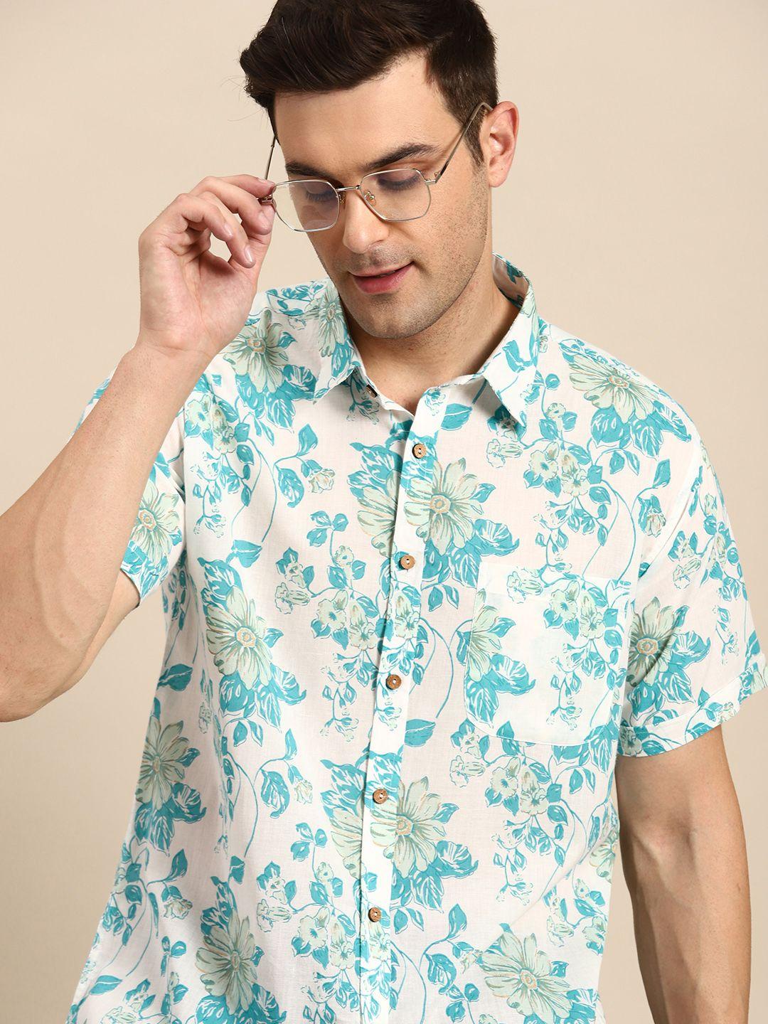 dennison men smart floral printed casual shirt