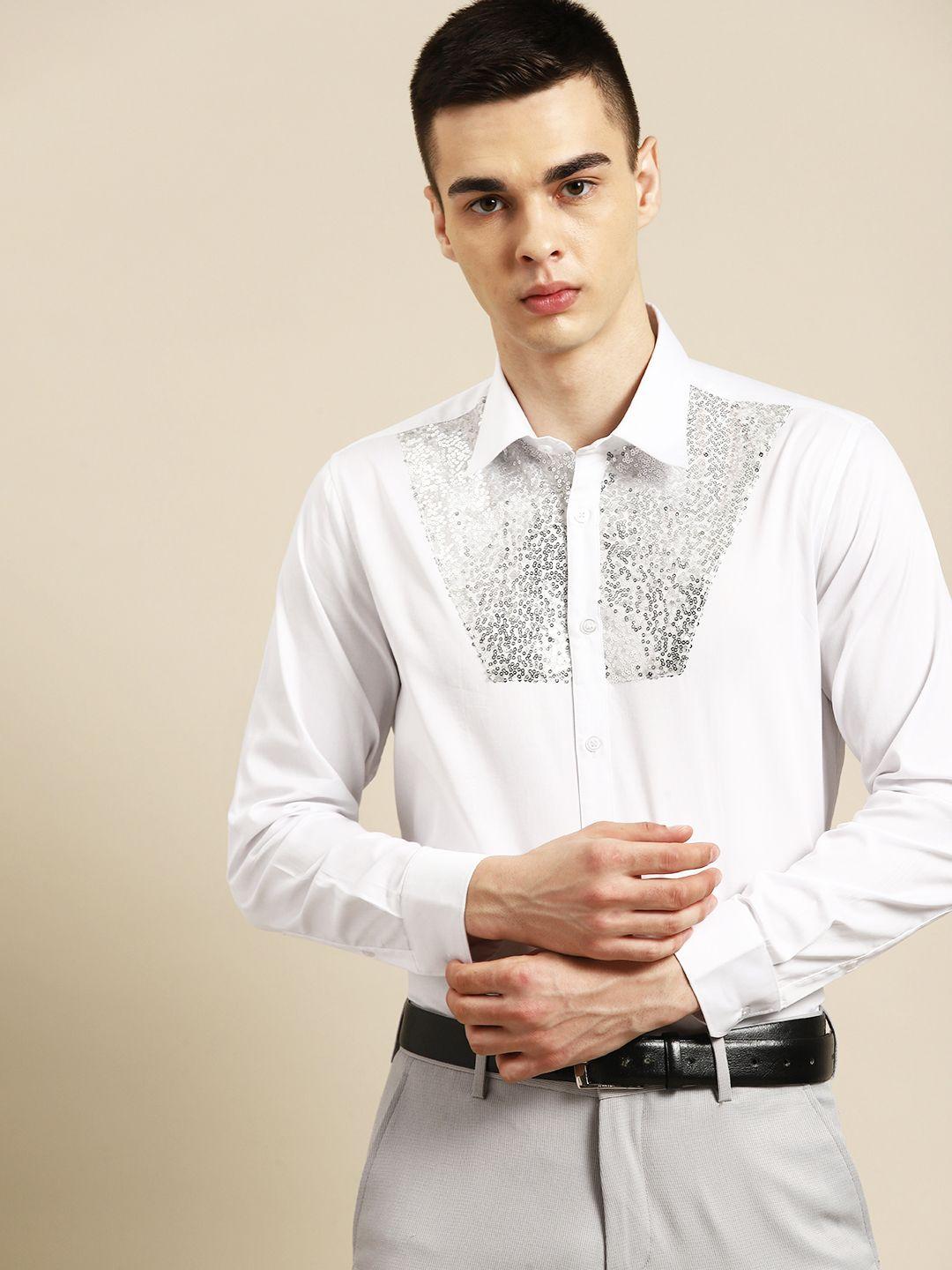 dennison men smart sequinned party shirt