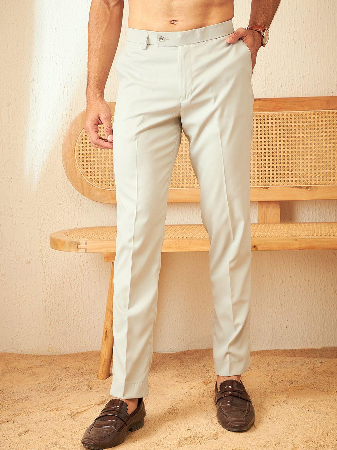 dennison men smart tapered fit easy wash flat-front trousers