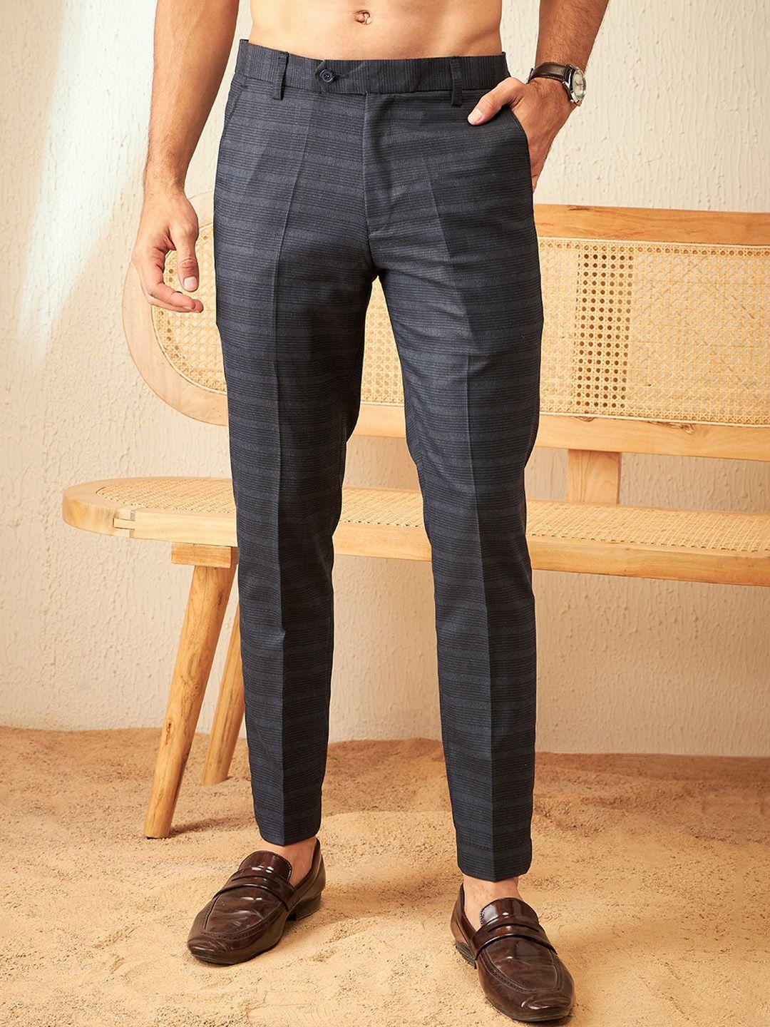 dennison men smart tapered fit striped easy wash trousers