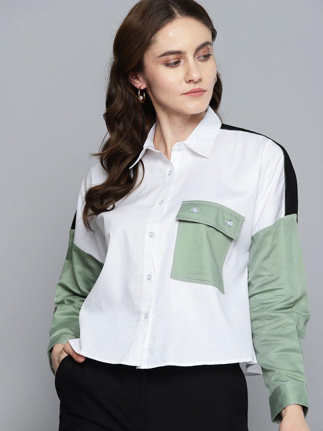 dennison smart boxy colourblocked casual shirt