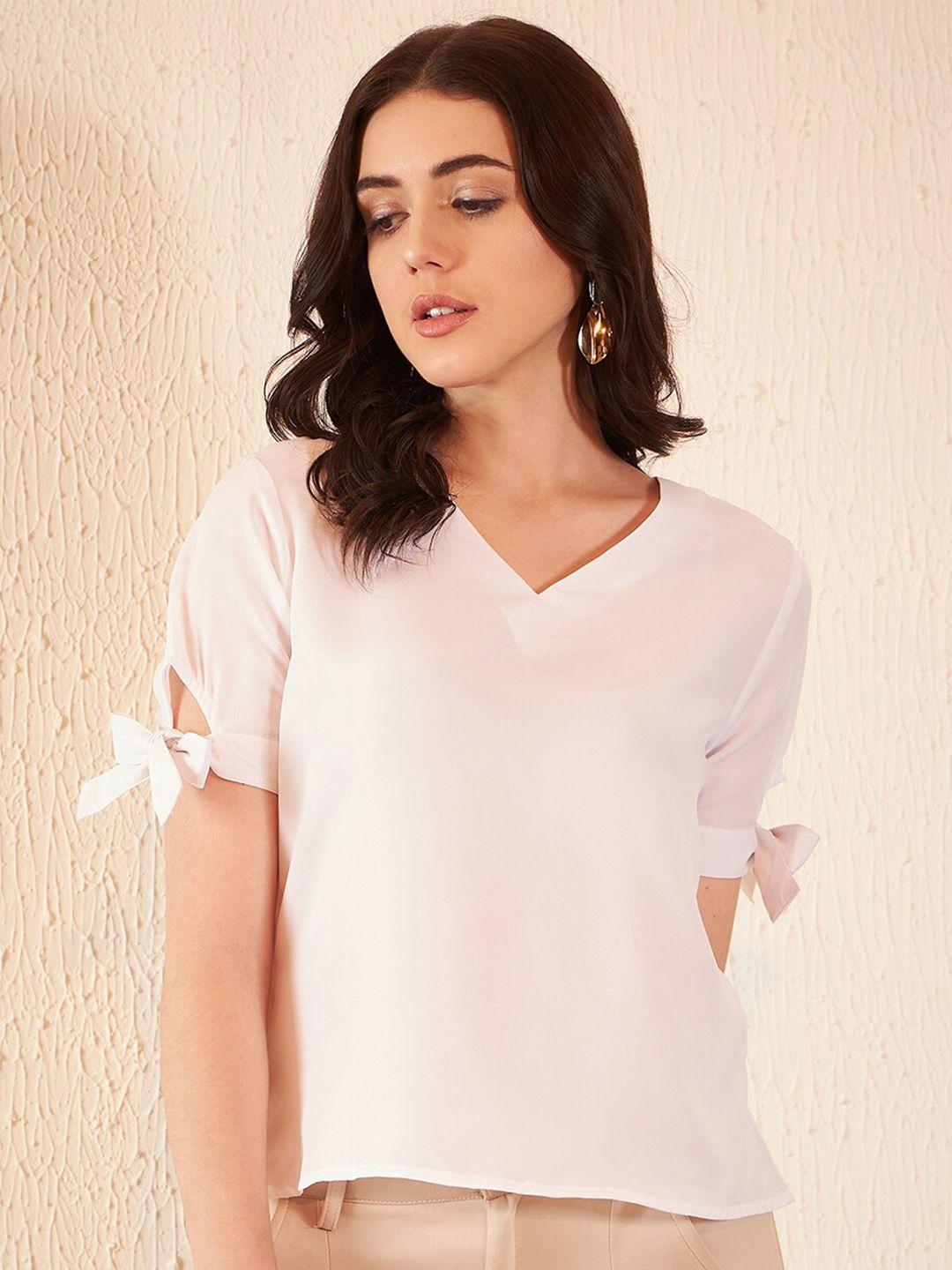 dennison v-neck knot sleeves crepe top