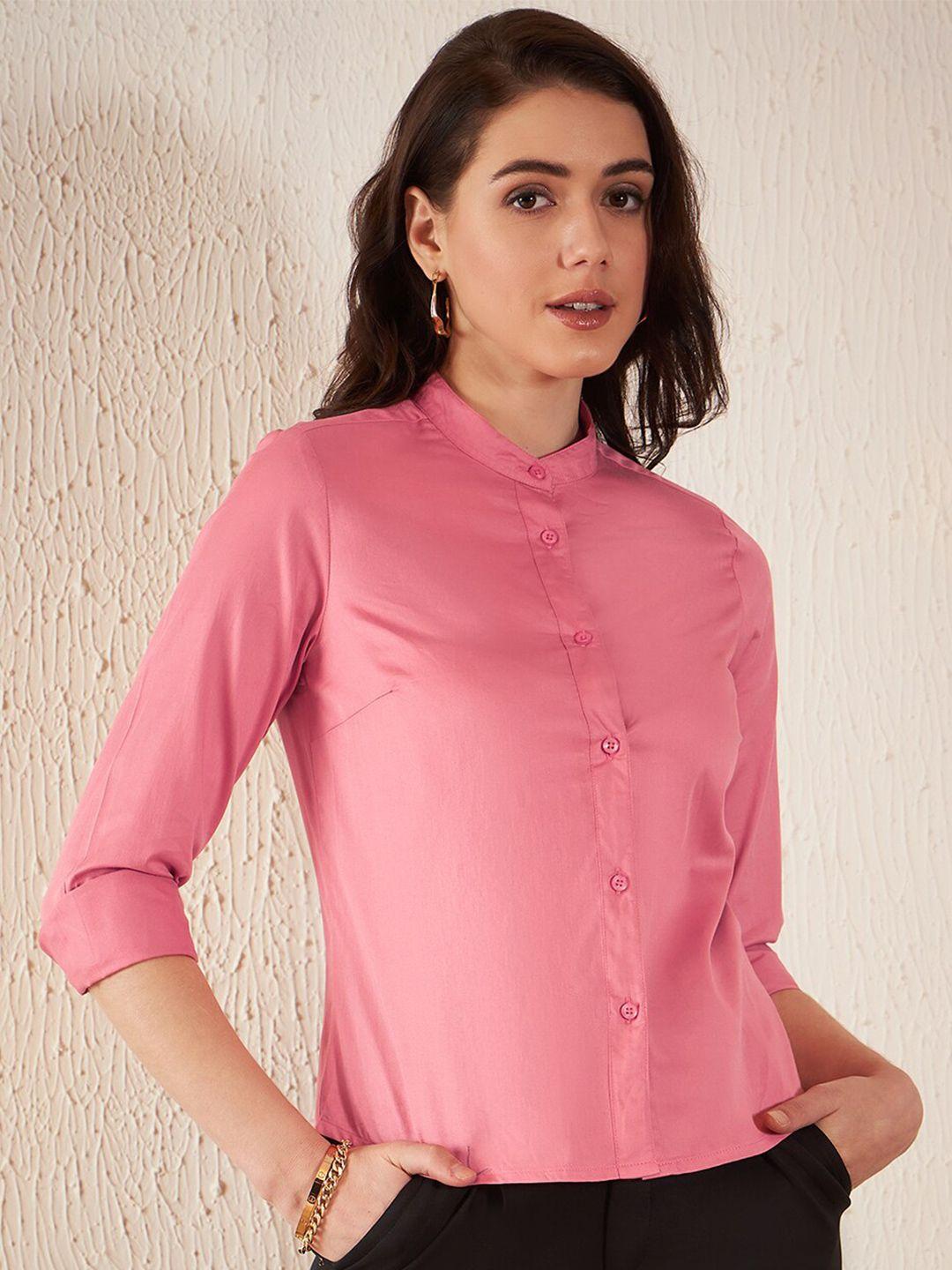 dennison women peach-coloured smart slim fit opaque formal shirt