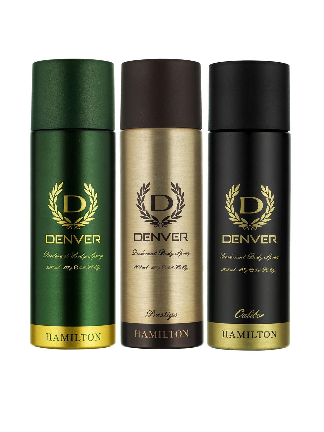 denver set of 3 hamilton, prestige and caliber deodorant body sprays