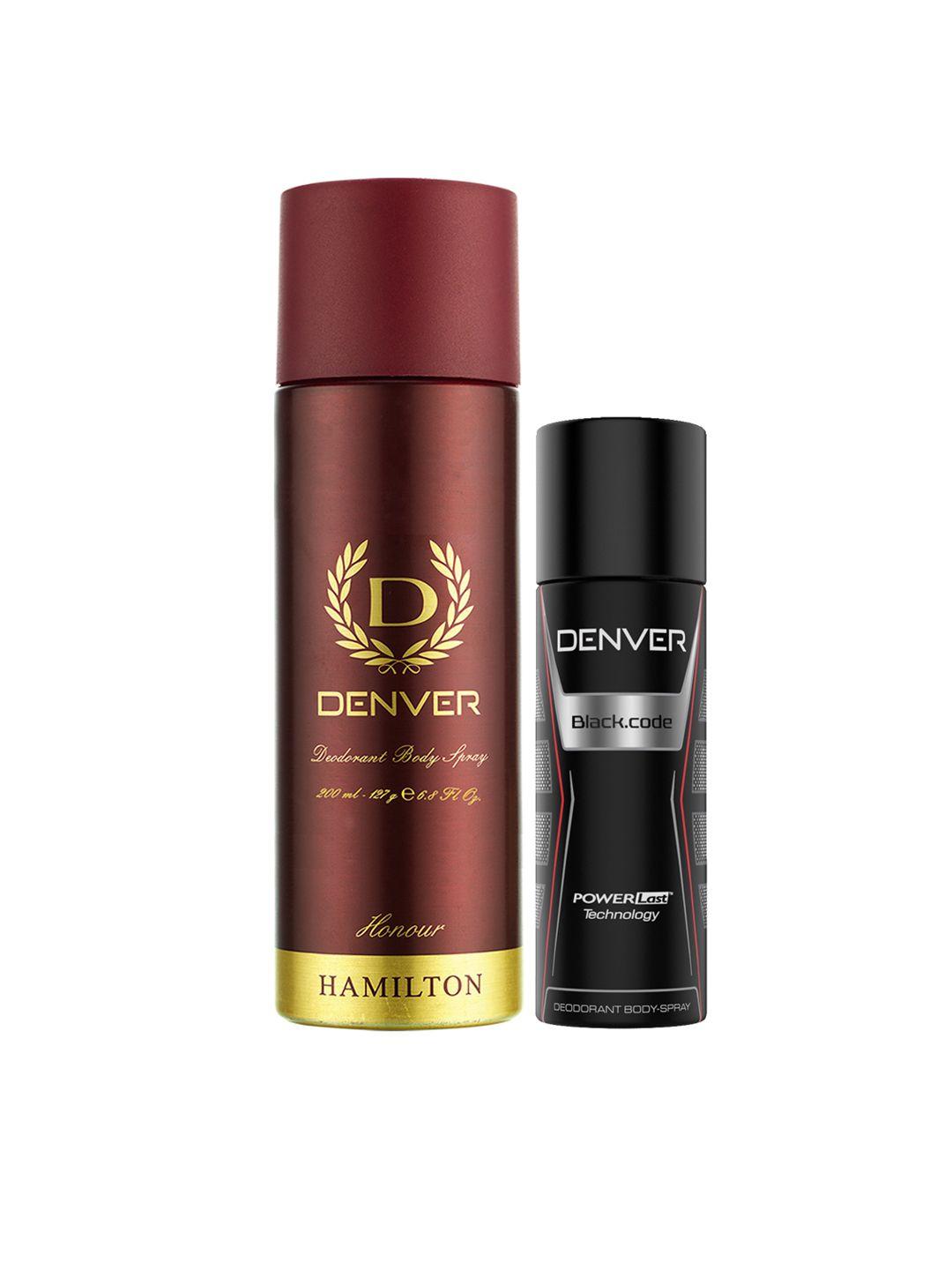 denver men set of 2 deodorants - honour 200ml + black code nano 50ml