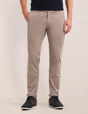 denver slim fit solid trousers