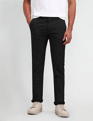 denver slim fit solid trousers