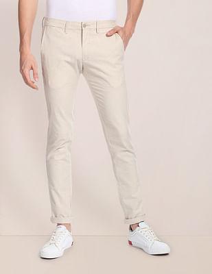 denver slim fit textured casual trousers