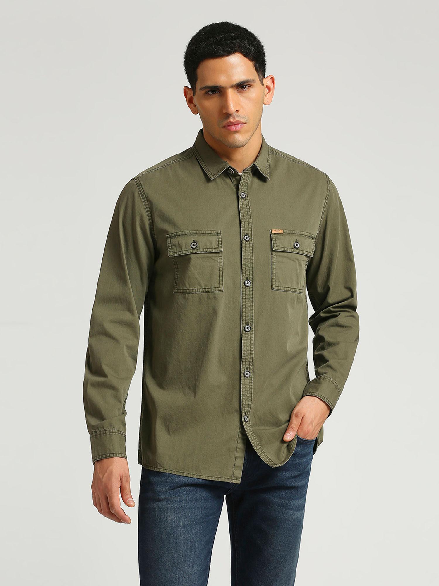 dept solid over dye twill shirt