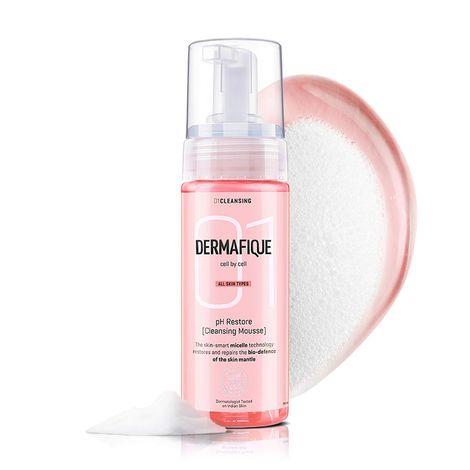 dermafique - ph restore cleansing mousse, 150 ml - for all skin types - ultra-mild foaming face wash- for gentle cleansing and hydration - paraben free, sles-free - dermatologist tested