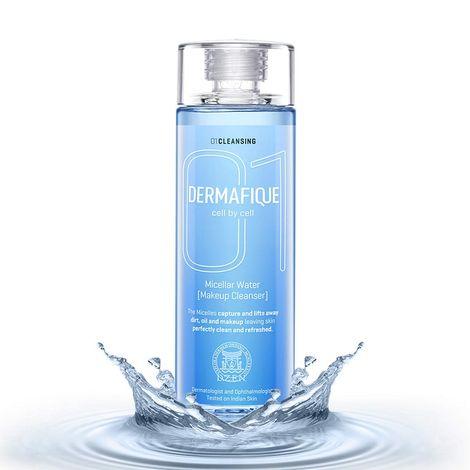 dermafique alcohol-free micellar water, 150 ml - for all skin types - makeup cleanser liquid - removes waterproof makeup and retains moisture - with hyaluronic acid- paraben free, sles free- dermatologist and ophthalmologist tested