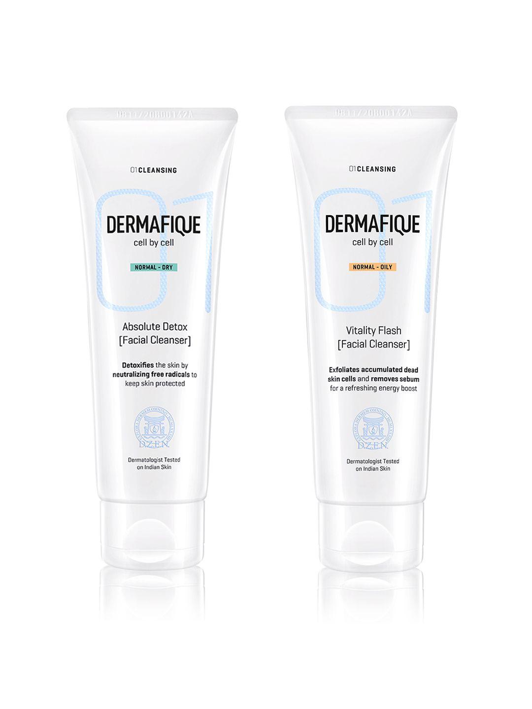 dermafique set of 2 facial cleanser- absolute detox & vitality flash