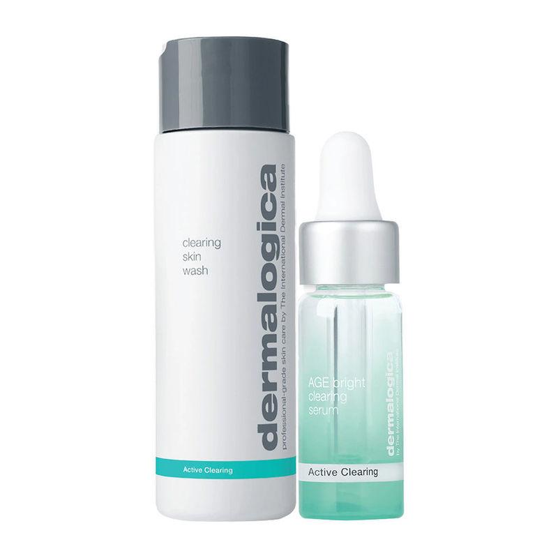 dermalogica clearing skin wash face wash & age bright clearing serum for acne mini combo