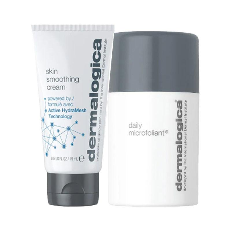 dermalogica daily microfoliant mini & skin smoothing cream face moisturiser mini combo