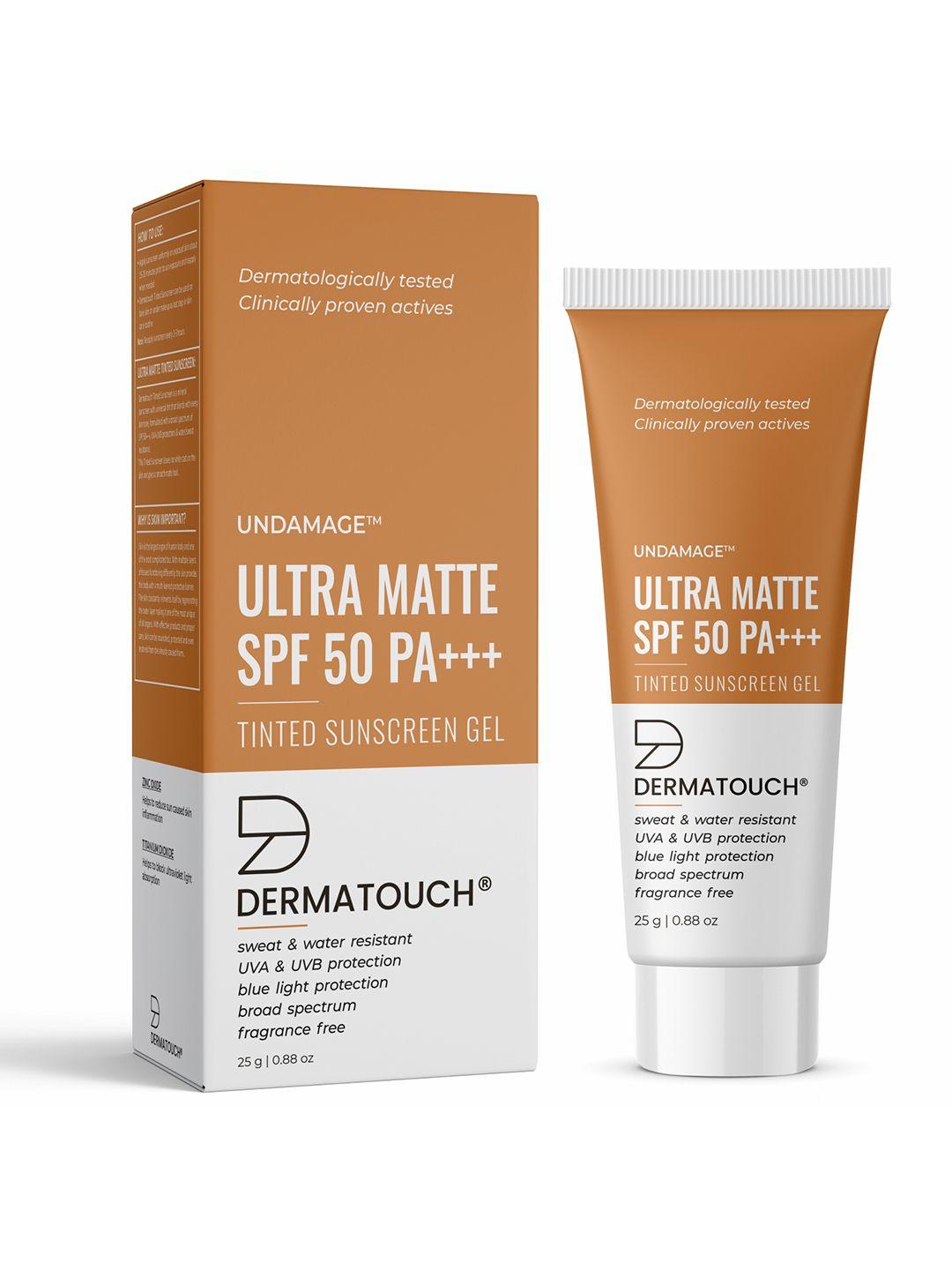 dermatouch undamage water & sweat resistant ultra matte tinted sunscreen spf 50 pa+++ 25gm