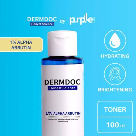 dermdoc by purplle skin glowing face toner with alpha arbutin (100ml) | toner for face | hydrating toner | skin brightening