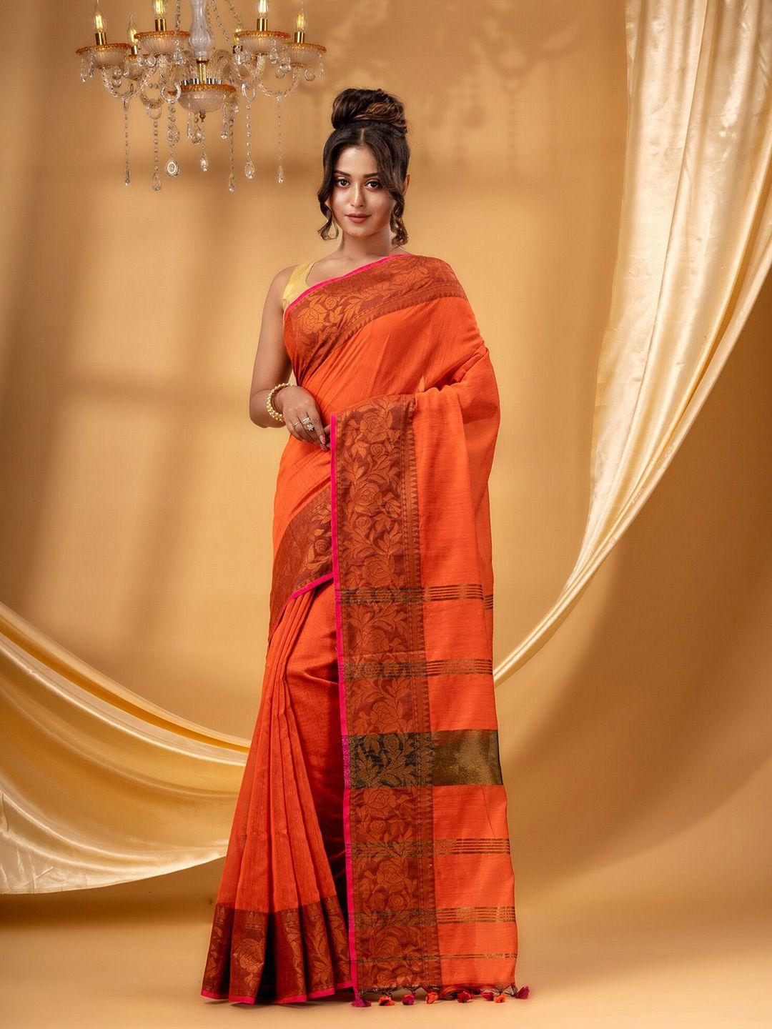 desh bidesh floral woven design cotton silk taant saree