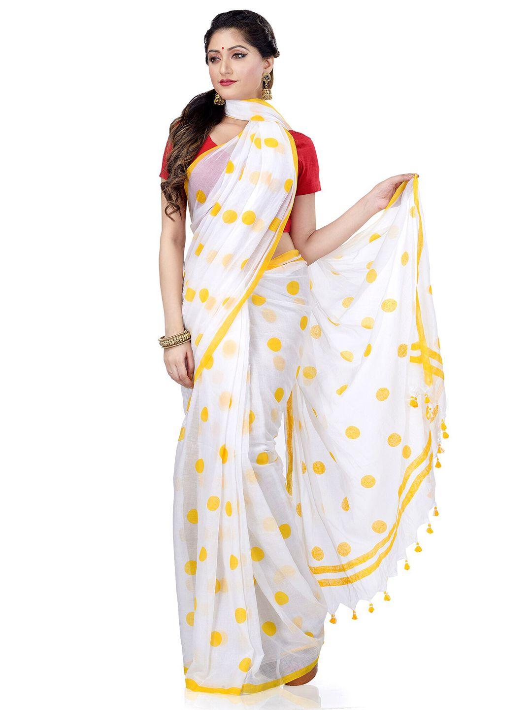 desh bidesh geometric printed pure cotton taant saree