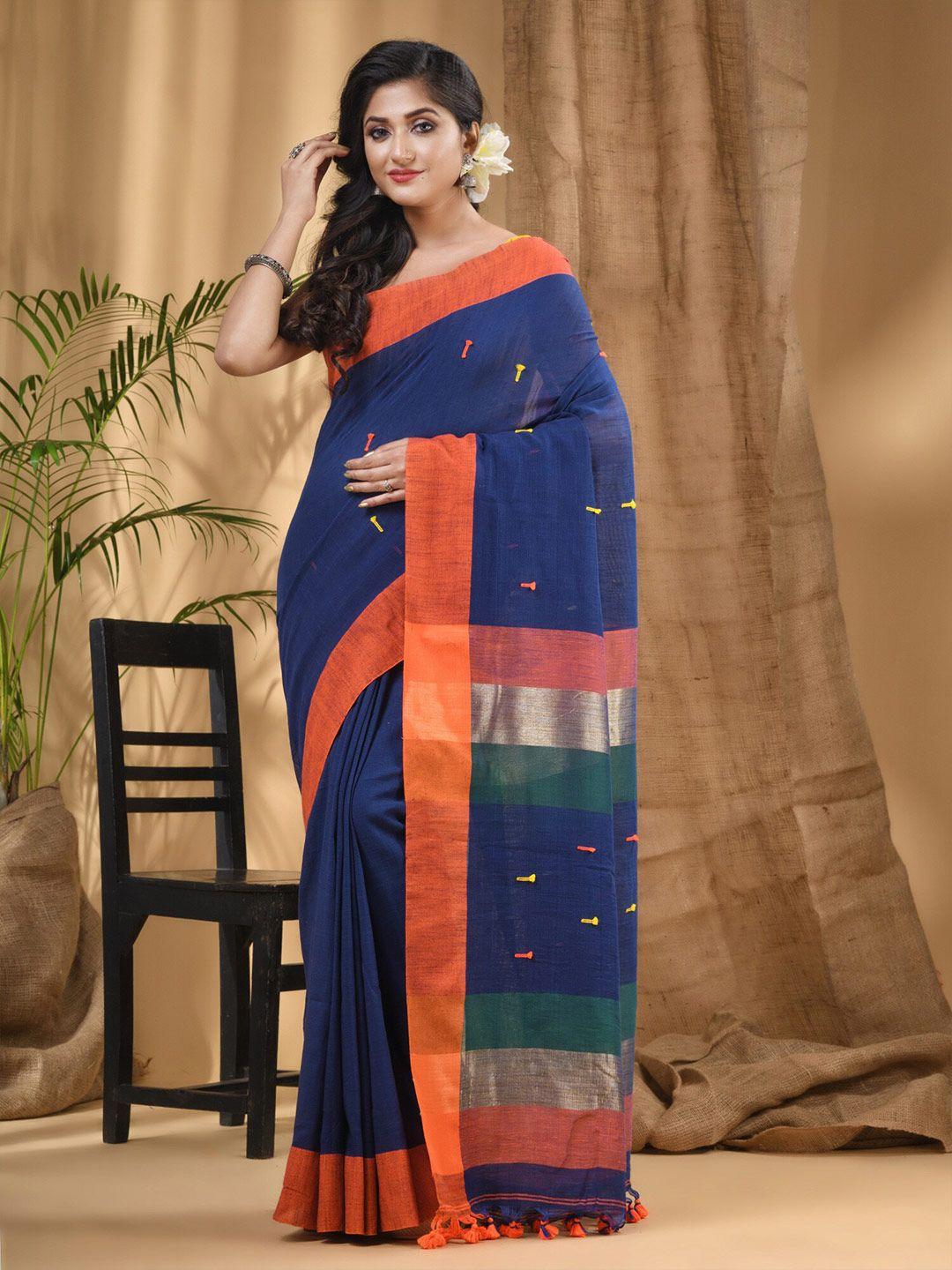 desh bidesh geometric woven design pure cotton taant saree