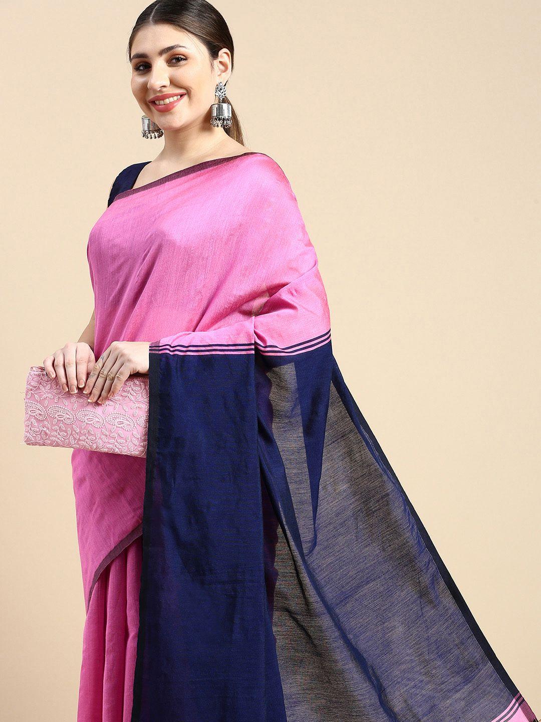 desh bidesh ghicha cotton colourblocked saree
