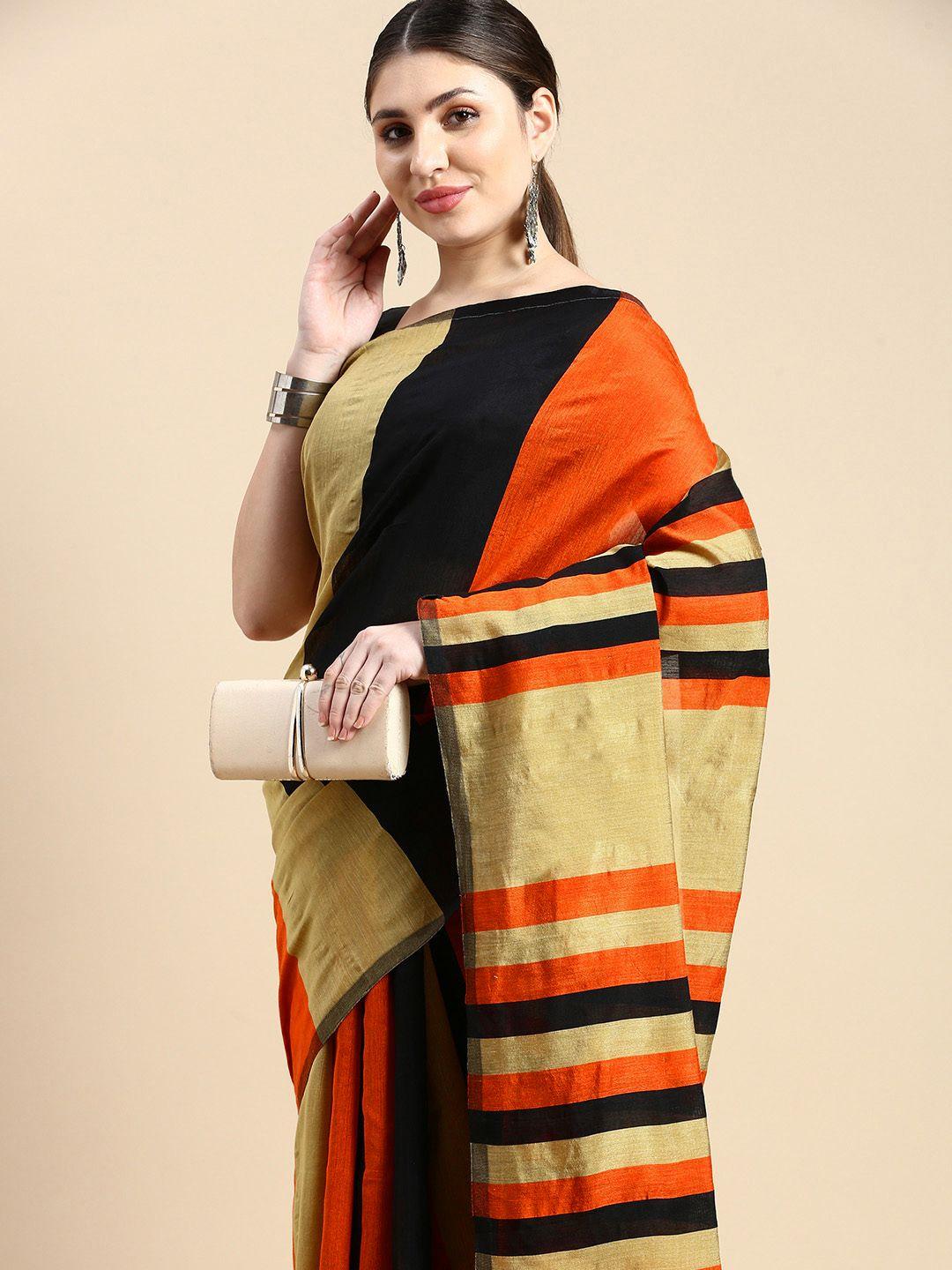 desh bidesh ghicha cotton striped saree