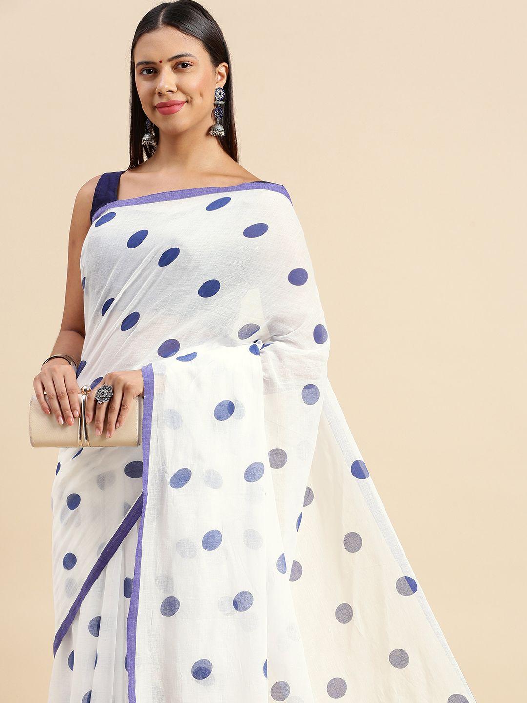 desh bidesh polka dot pure cotton taant saree