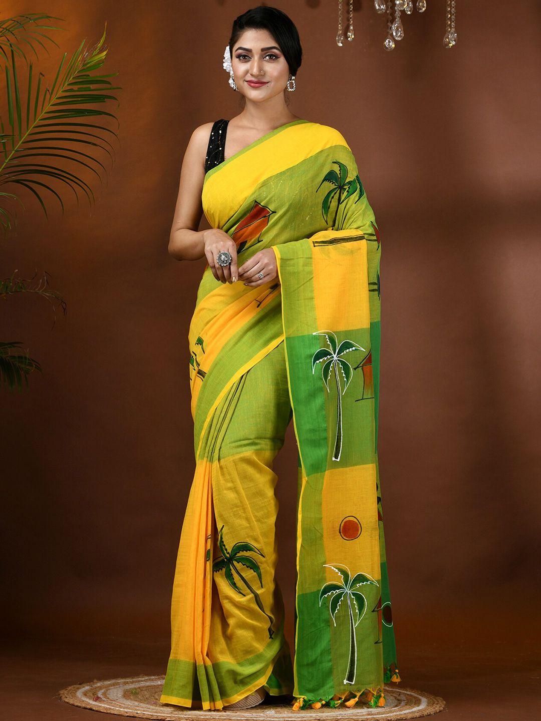 desh bidesh warli printed pure cotton taant saree