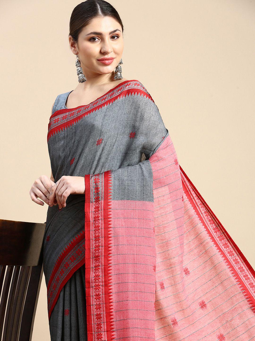 desh bidesh woven design ethnic motifs pure cotton taant saree