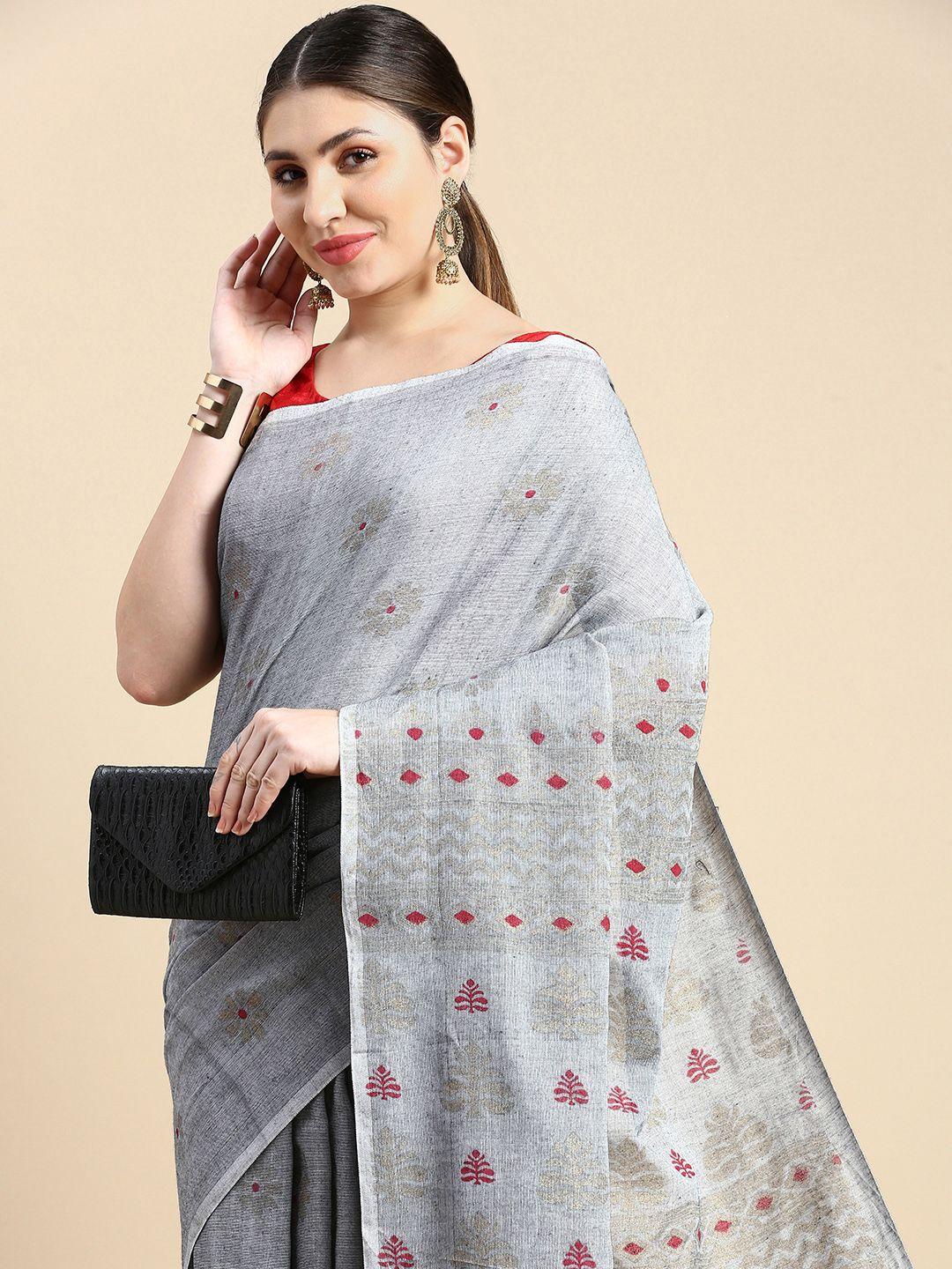 desh bidesh woven design pure cotton khadi saree