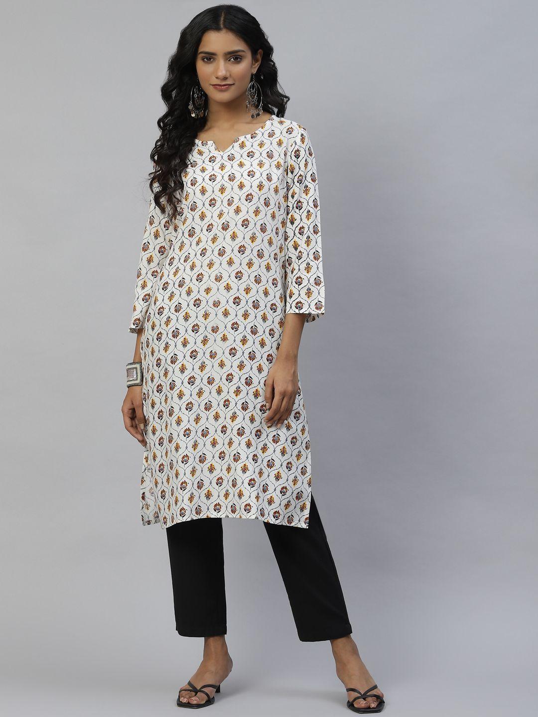 desi beats women white ethnic motifs printed kurta