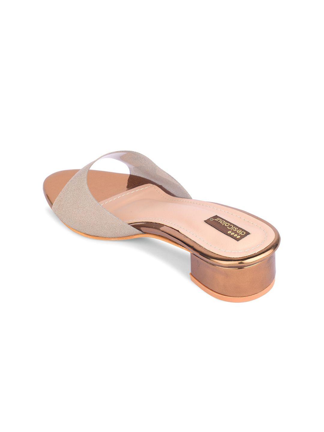 desi colour copper-toned party block peep toes