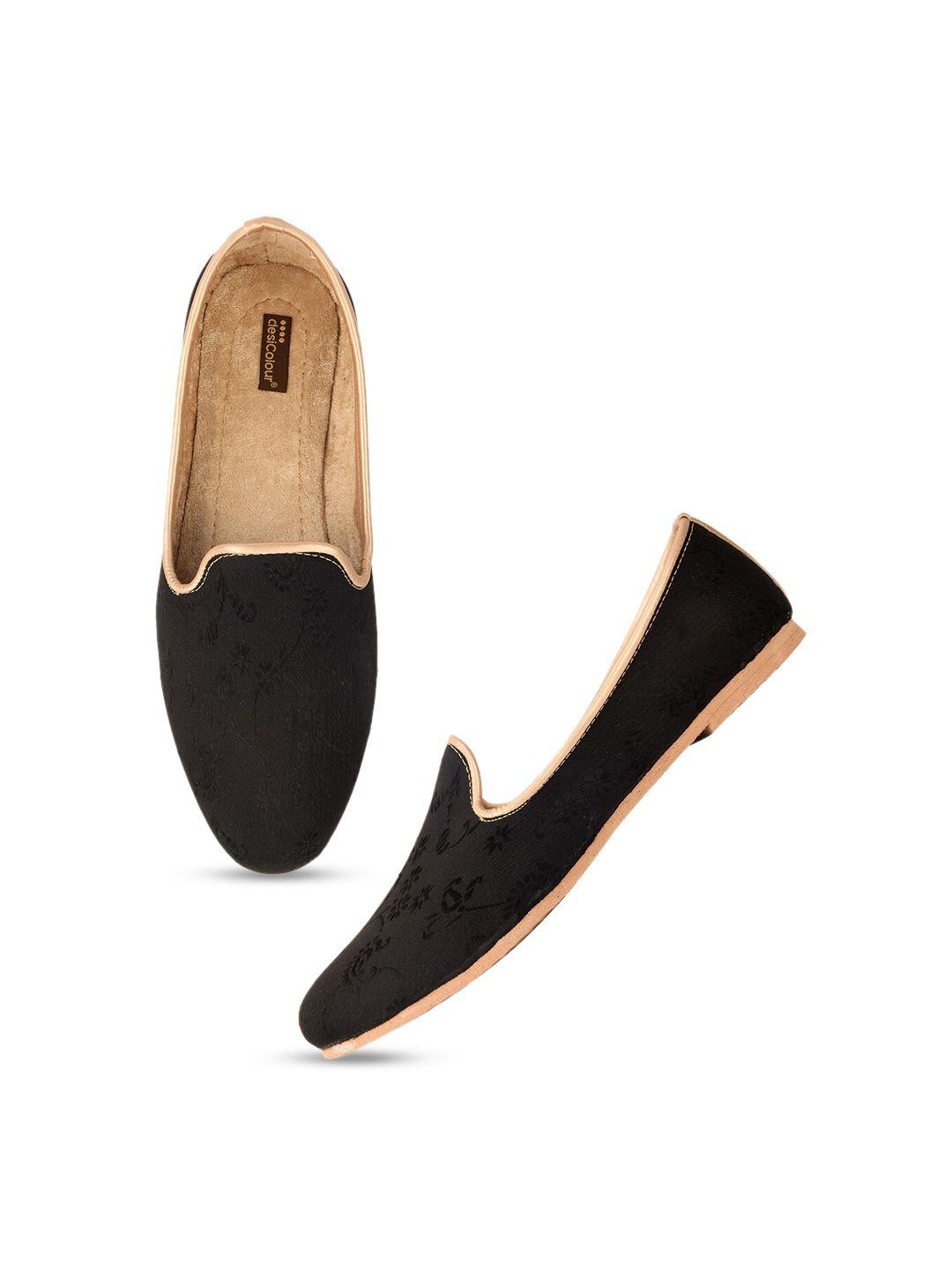 desi colour men black solid synthetic loafers