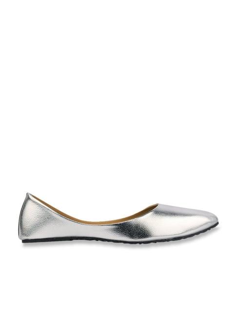 desi colour women's silver flat ballets