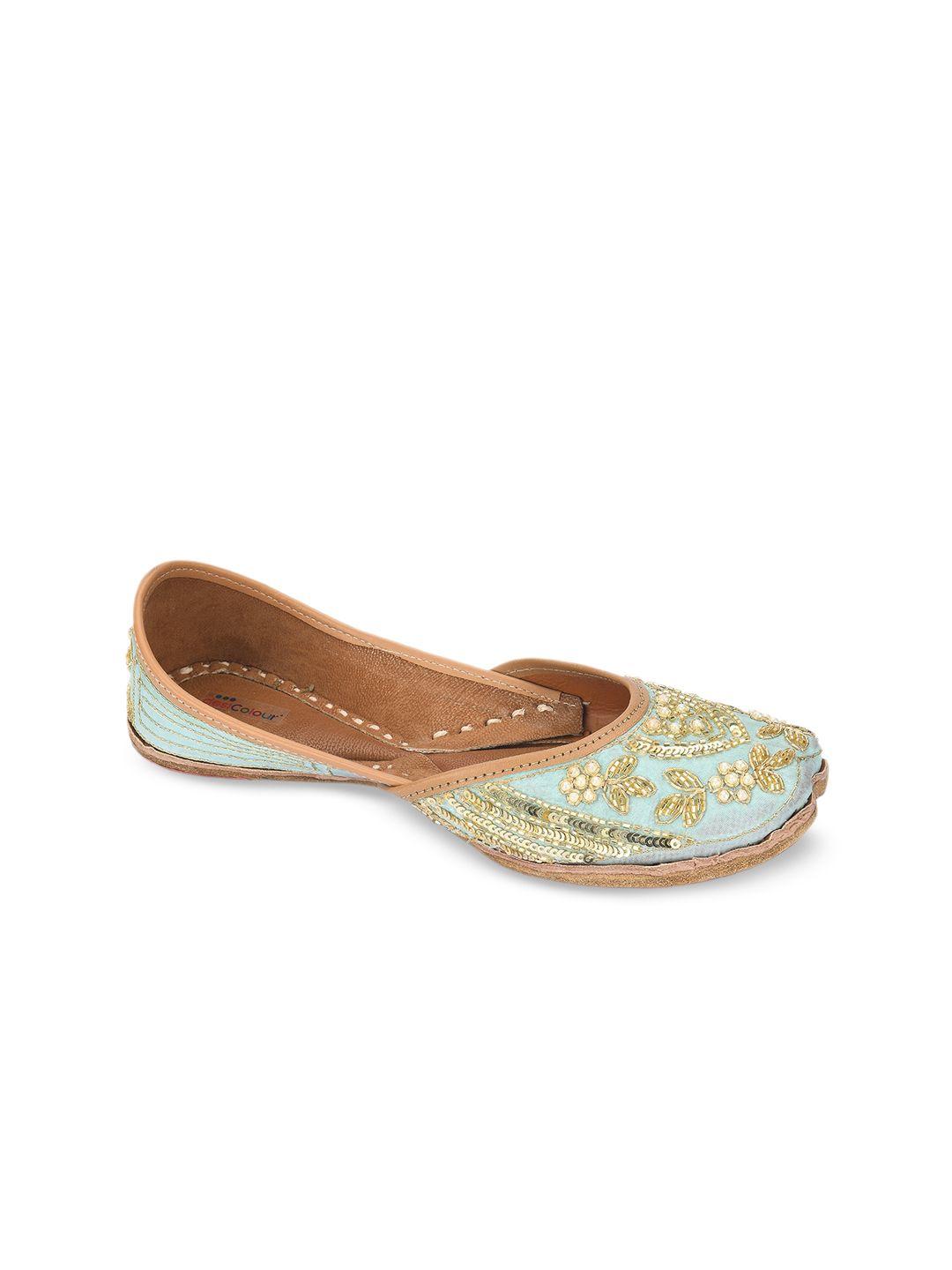 desi colour women embellished ethnic mojaris flats