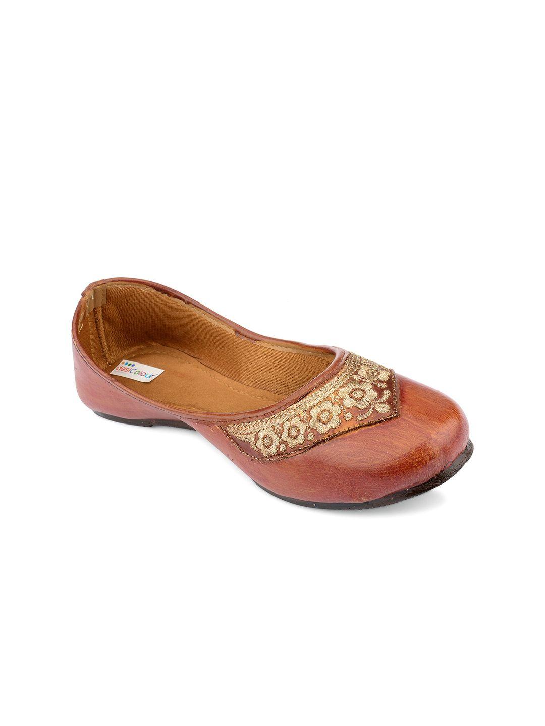 desi colour women embellished leather ethnic ballerinas flats