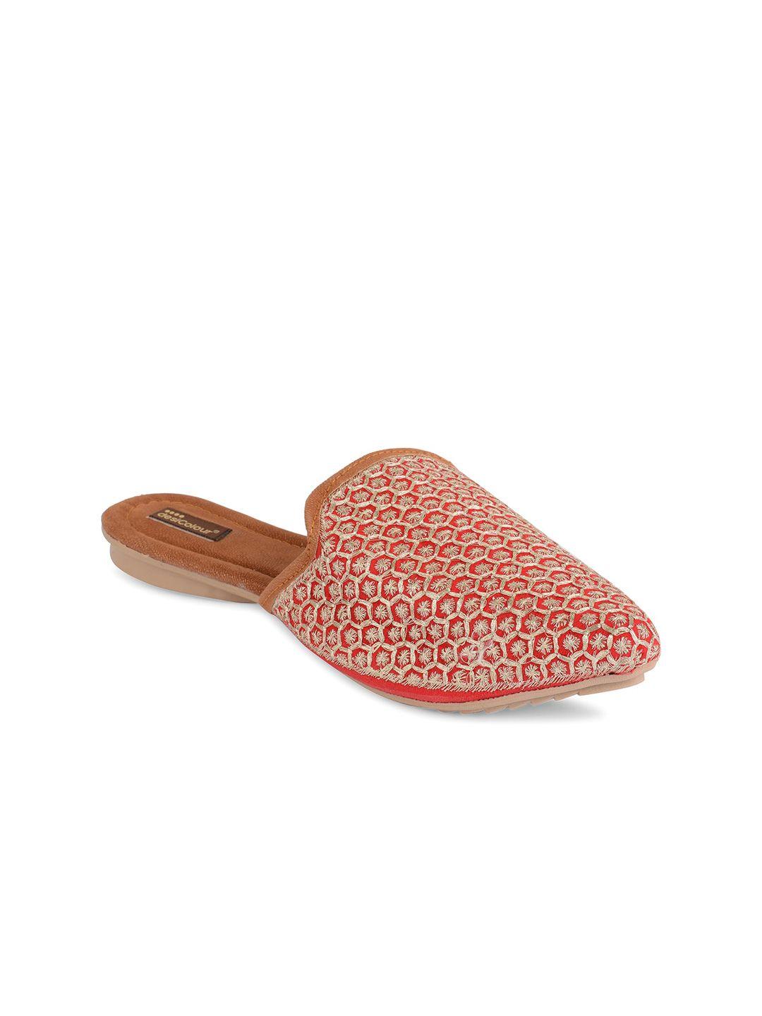 desi colour women embroidered ethnic mules flats