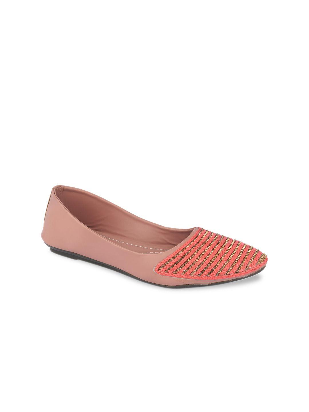 desi colour women peach-coloured ballerinas flats