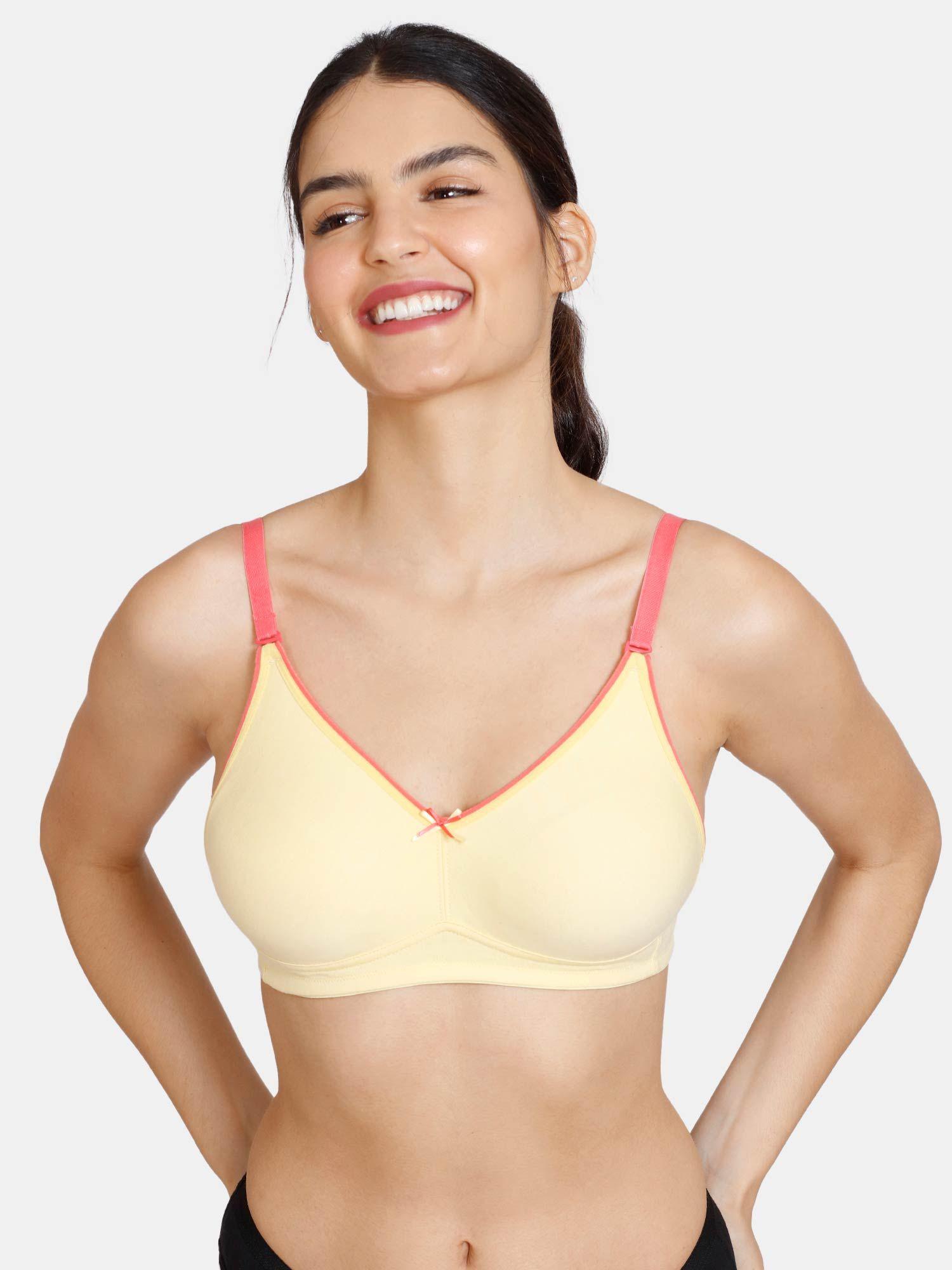 desi kitsch double layered non wired 3-4th coverage backless bra - mellow yellow