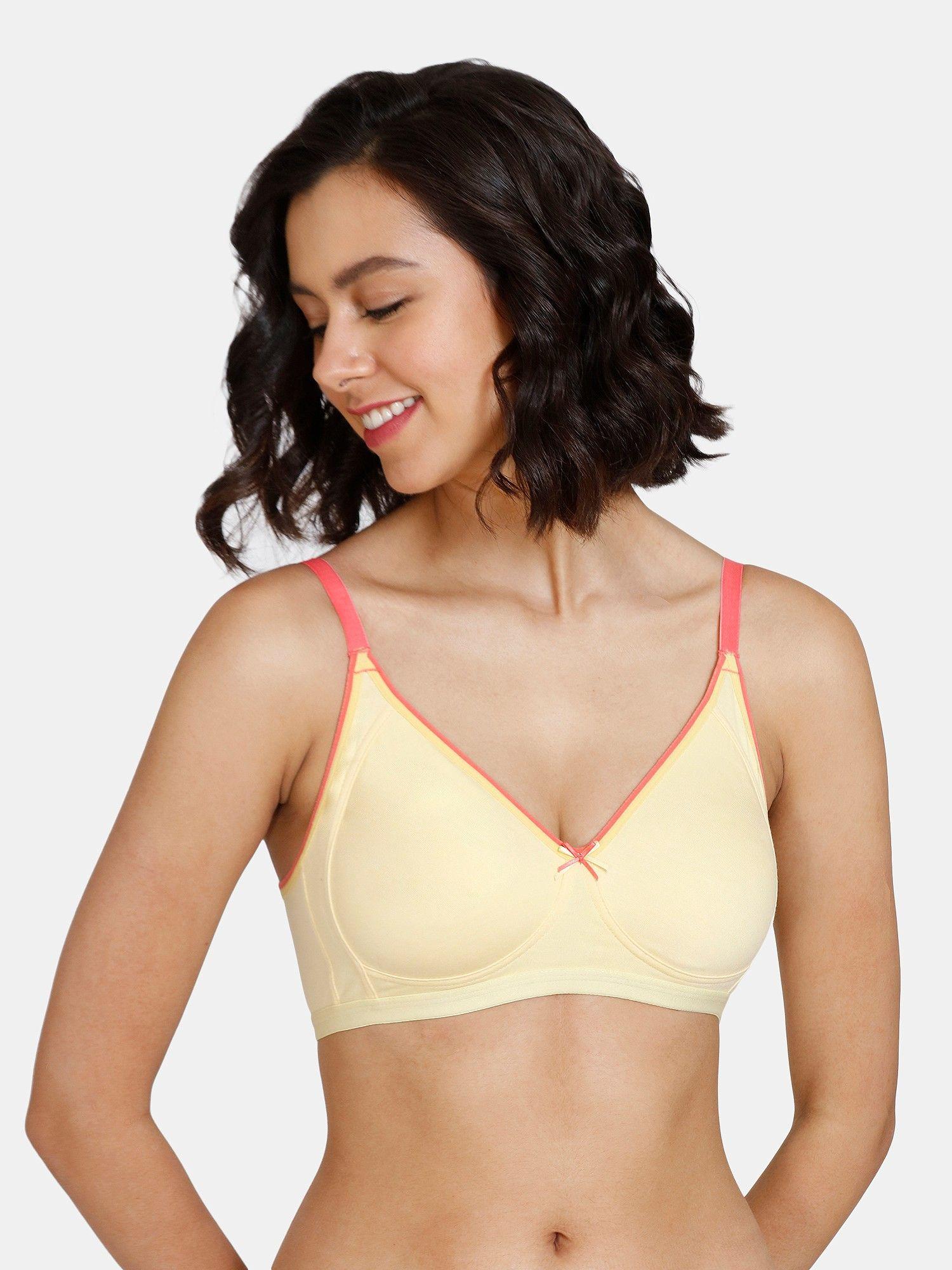 desi kitsch non wired 3/4th coverage t-shirt bra - mellow yellow yellow