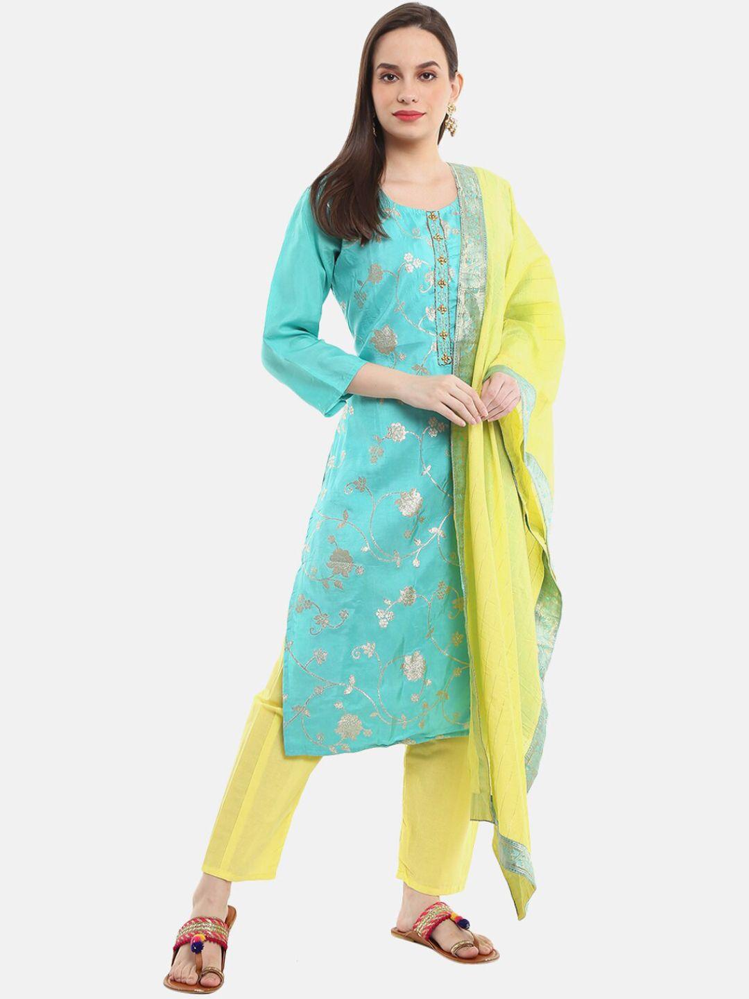 desi mix women blue floral printed kurta