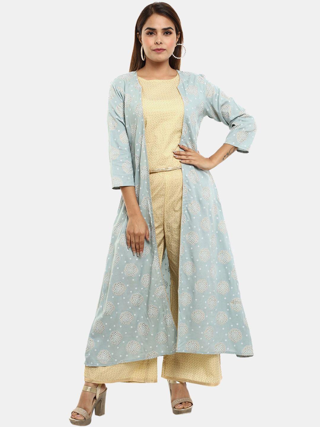 desi mix women blue printed kurta