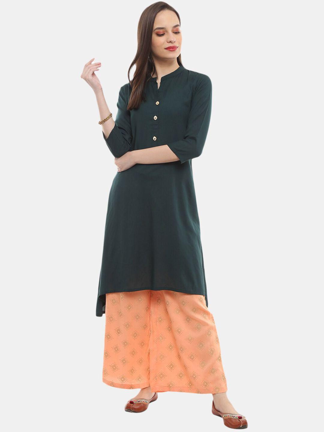 desi mix women green solid kurta