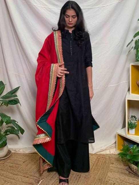 desi weavess black kurta palazzo set with dupatta