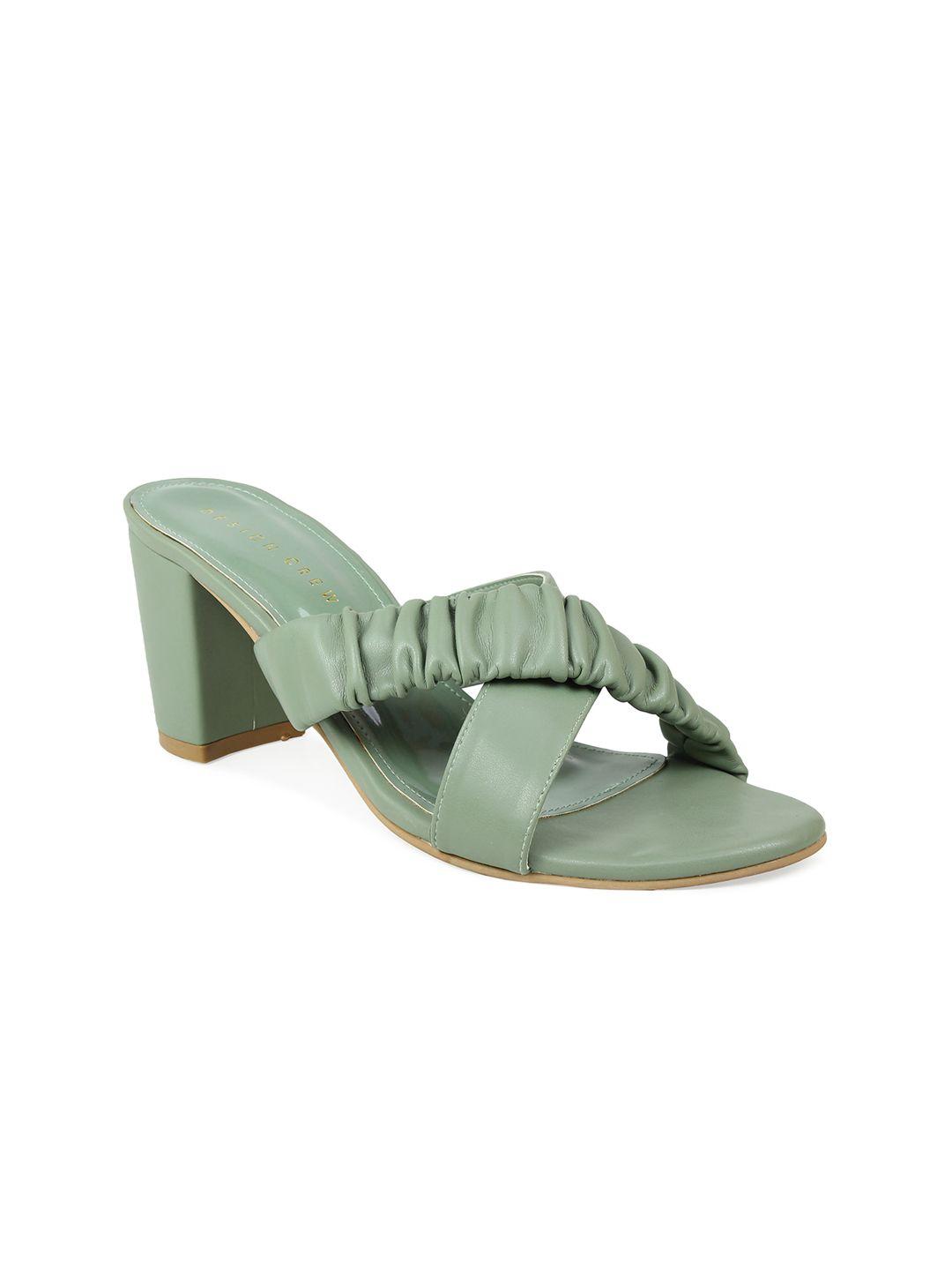 design crew green block heels