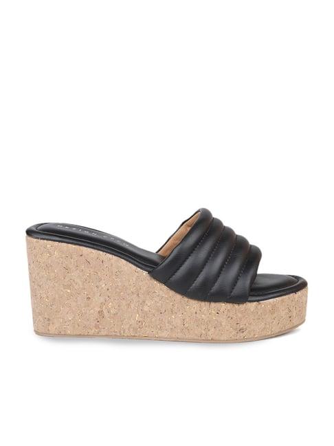 design crew women's black casual wedges