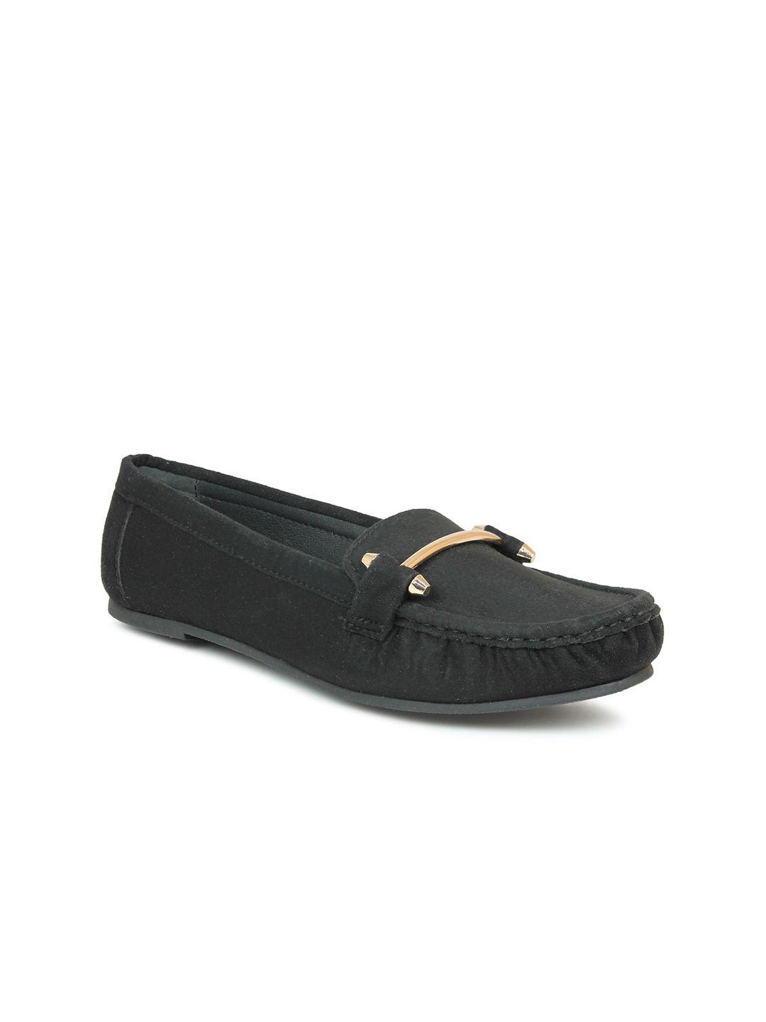 design crew women black textured loafers