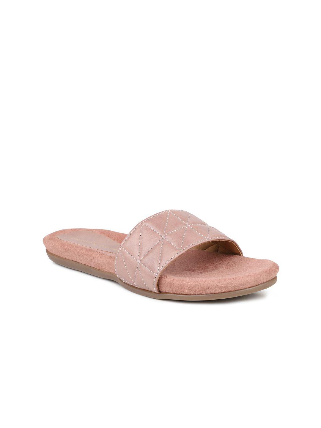 design crew women peach-coloured textured bows flats